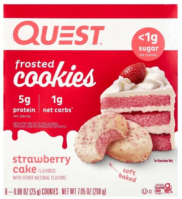 Quest 프로스티드 쿠키 버스데이 케이크맛 8개입 (각 25g) - 쿠팡