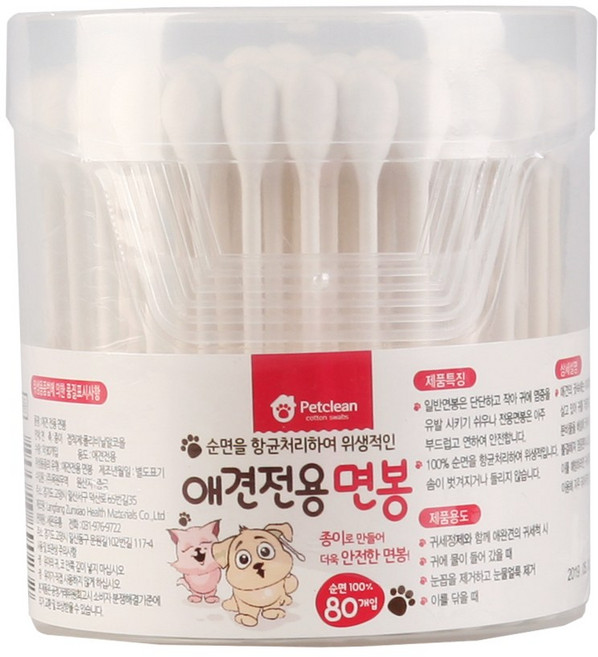 목원무역 애견 전용 면봉 80P, 1세트, 1개입