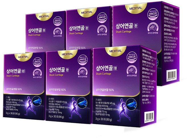 [공식판매처] 메디셜 상어연골환 콘드로이친 180포 4+2 나노카틸 나노카틸배합, 3g, 6개