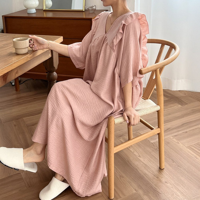 미야미 반팔 44-120 빅사이즈 원피스 잠옷 홈웨어 파자마 오버핏 뜨왈 감성 임부복 가능