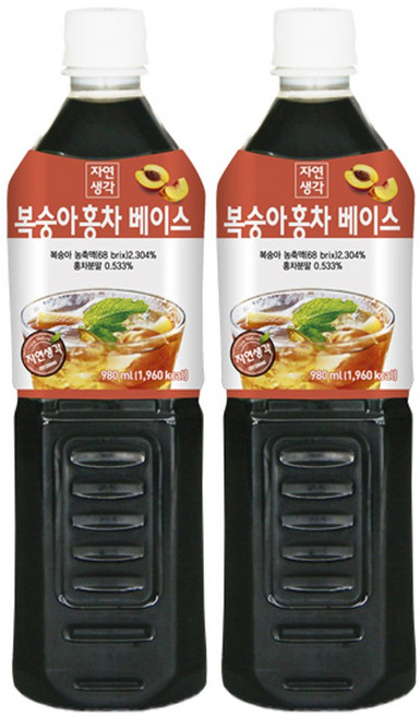 희창 자연생각 복숭아홍차 아이스티, 980ml, 2개