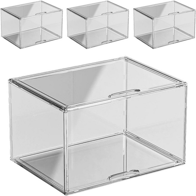 clever 책 보관 투명 박스, 클리어, 4개