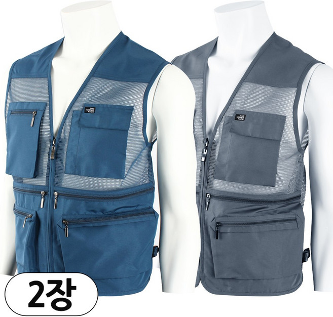 2장 [더빅보스] 여름용 남성 BS 다용도 망사 만능 조끼 _ 남자 메쉬 작업복 등산 낚시 L~5XL 빅사이즈 B2214
