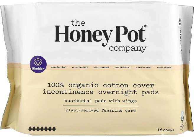 The Honey Pot Company 허브 무함유 날개형 순면 패드 유기농 요실금 오버나이트 16개, TheHoneyPotCompany허브무함유날개형순면패드 - 쿠팡