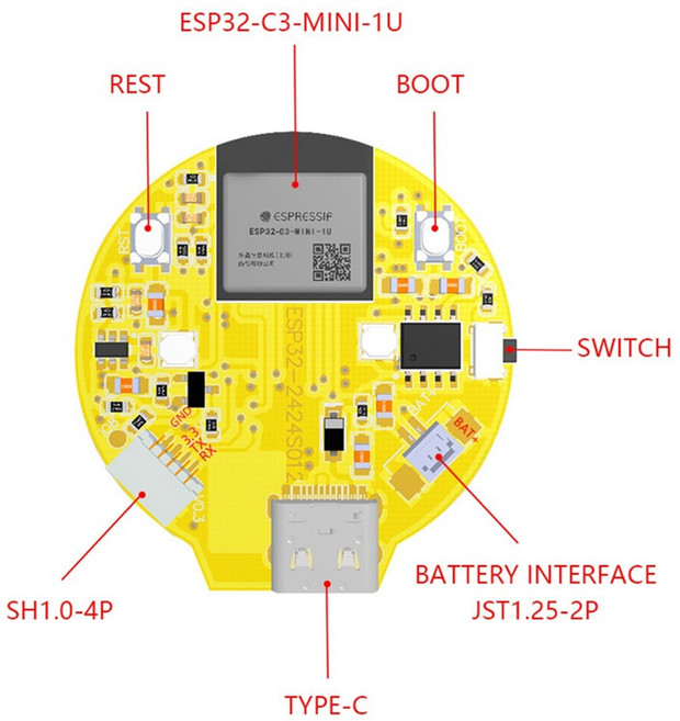 ESP32-C3 개발 보드 LCD 모듈 와이파이 및 블루투스 터치 화이트 쉘 1.28 인치 240X240 IPS 스마트 디스플레이 스크린, 1개