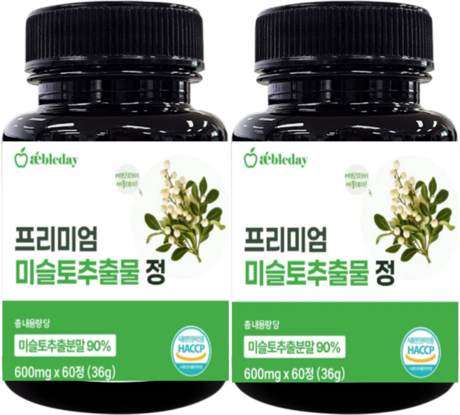 국내산100% 프리미엄 미슬토추출물90% 겨우살이 참나무 타히보 블랙마카 추출물정 nk엔케이세포 렉틴 면역력 식약청인증, 2개, 60정