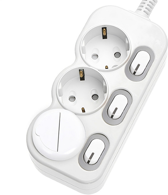 에코파워탭 국내 제조 개별 절전 멀티탭 3구 SMC-303Y + 안전커버, 2.5m, 혼합색상, 1개