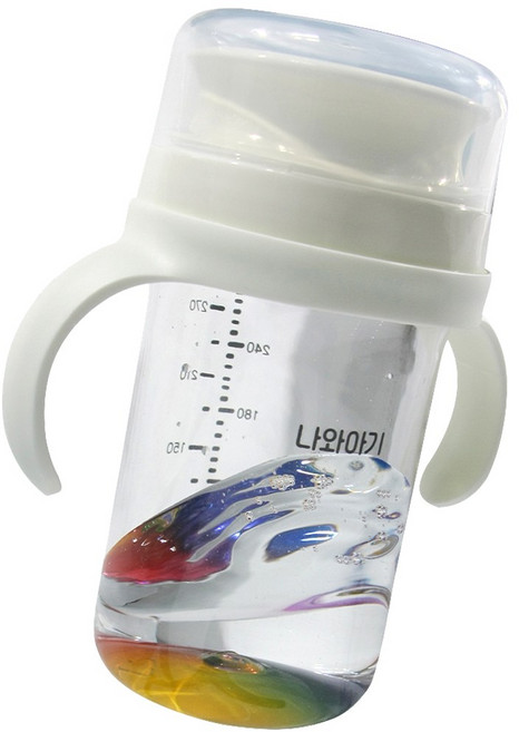 흘림방지 자기주도 유아용 트레이닝컵 무지개컵, 240ml, 1개, 아이보리