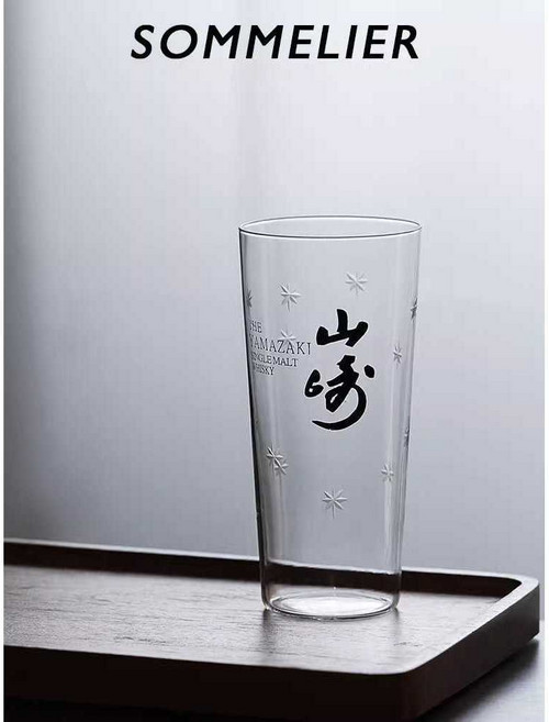 야마자키잔 하이볼 유리잔 위스키잔 이자카야 잔 맥주, 벚꽃 컷 검은 글씨 산 컵, 1개