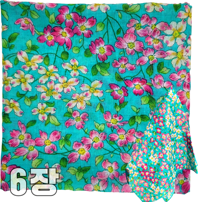 온리 거즈면손수건 꽃무늬 손수건스카프 여성 순면 쁘띠 단체 등산 땀흡수 잔꽃 손수건
