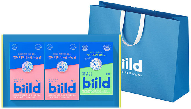 biild 빌드 유산균 선물세트 3입+쇼핑백, 3박스, 30회분