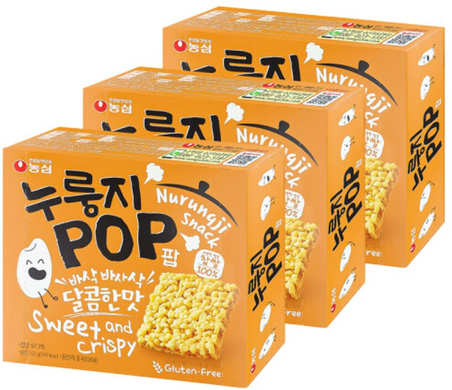 스타_농심 누룽지팝 142g x 3개 / 글루텐프리 쌀스낵 과자 간식
