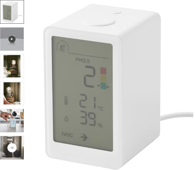 이케아 공기질측정기 빈스튀르카 공기질 측정 센서 스마트 육아필수템, 1개, 화이트