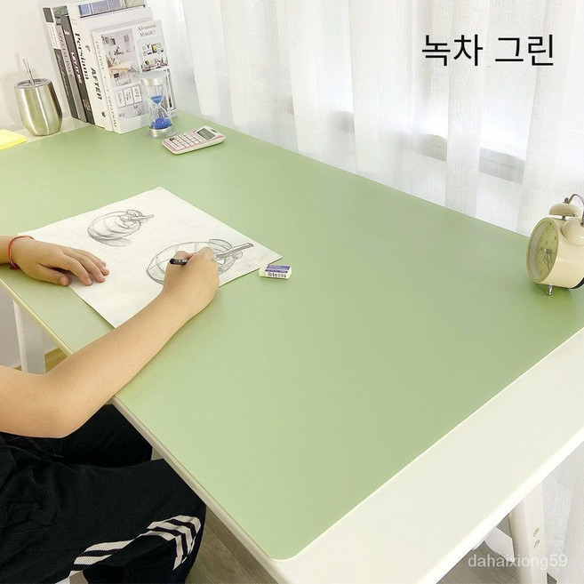 데스크패드 PVC 퓨어 컬러 테이블 매트 방수 방유 미끄럼 방지 가죽 테이블 매트 두께 4mm, 녹색, 40X60cm