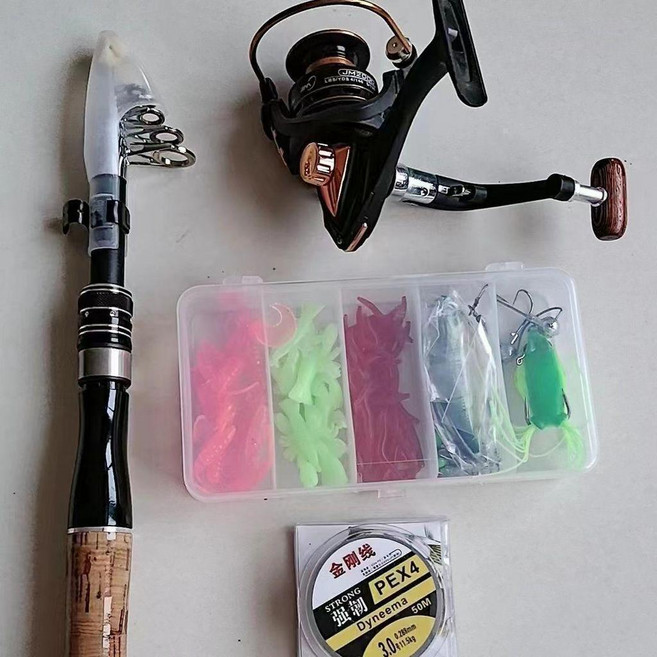 路亞伸縮便捷路亞竿迷你路亞套裝 2.1米左手水滴輪釣魚竿組合, 1.6米紡車輪套裝