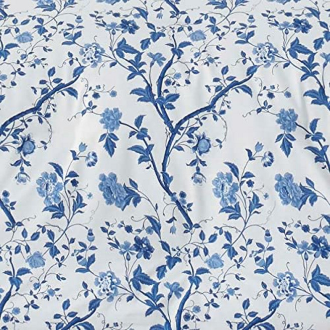 로라 애슐리 홈 트윈 이불 커버 세트 어울리는 찰기가 있는 리버서블 코튼 침구 사계절용 스타일리시한 데코엘리스 미디엄 블루