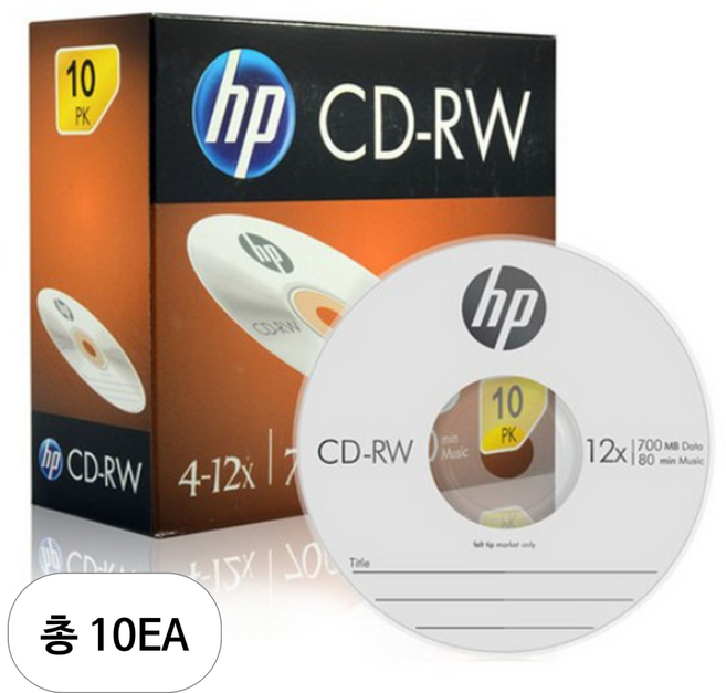 HP CD-RW 4-12X 700MB 슬림 케이스 10p, 10세트