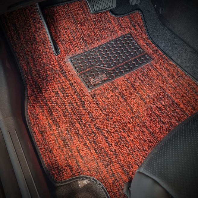 나노와이어 스팅어 4륜 매트 실내 한대분 앞자리+뒷자리 코일카매트 자동차매트, 레드