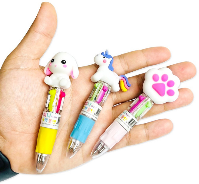 미니 피규어 4색 볼펜 1탄 문구 문방구 필기구 유니콘 토끼 캐릭터, 랜덤1개