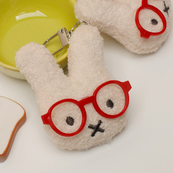 초콜리트쥬얼리 커플 나인체 쌍둥이 무드 토끼 키링 귀여운 플라워 안경 버니 가방장식 - 2style