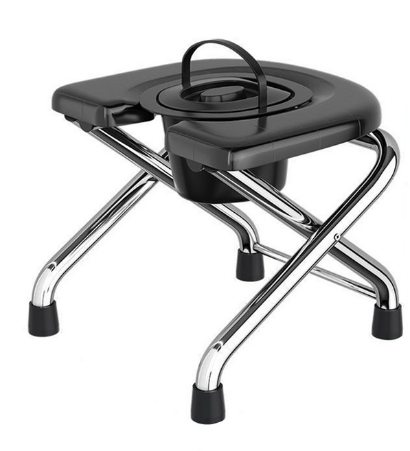 휴대용변기 이동식변기 간이변기 좌변기 배변의자 접이식 요강 캠핑 노인 환자 노약자, 블랙, 1개