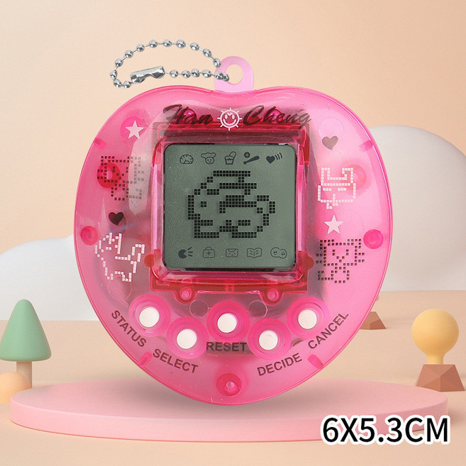 Han Cheng 電子寵物機 懷舊掌上遊戲機 兒童益智玩具, 3072寵物機【透明粉紅色22g】O5, 1個
