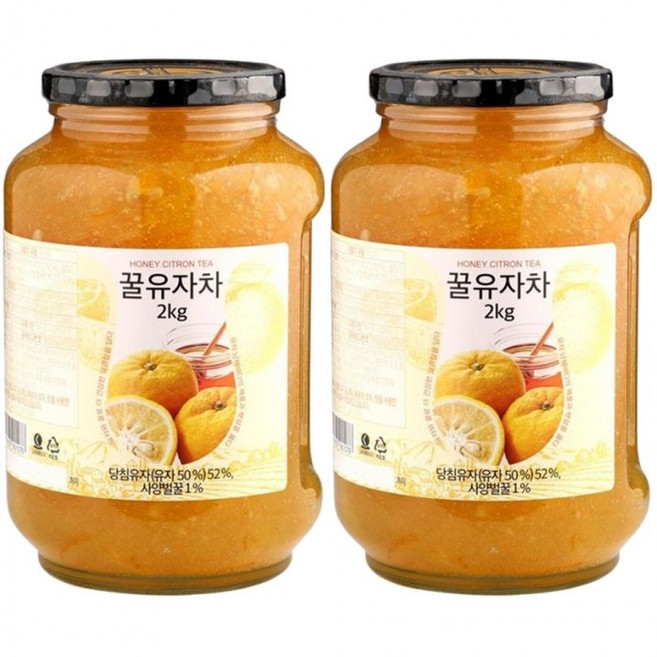 고려에프디 꿀유자차 4Kg(2kg x 2병), 2kg, 1, 2개