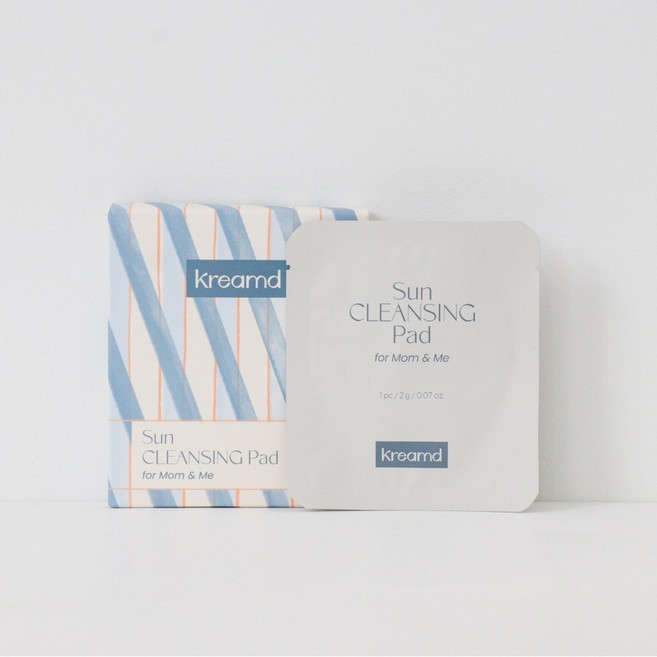 크림드 맘앤미 선 클렌징 패드 저자극 티슈 대왕패드 개별포장 20매입, 1개, 40g
