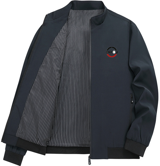 ANYOU 봄 남성 비즈니스 캐주얼 슬림 지퍼 재킷 스탠드칼라