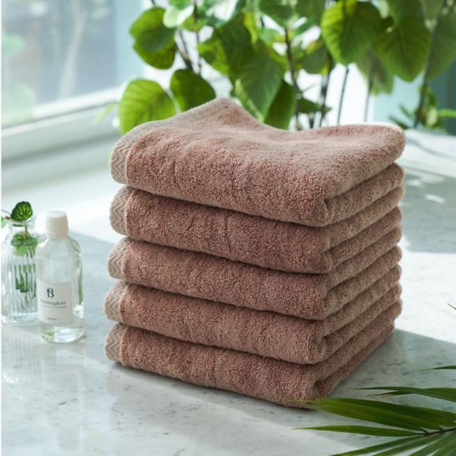 국산 무형광 항균 수건 뱀부 호텔 고급 가정용 타올 잘 닦이는 먼지없는 수건, 5개, 브라운