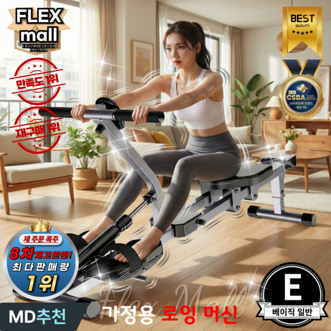 플렉스몰 로잉머신 가정용 홈트 저소음 유산소 노젓기 코어 실내 전신운동, E