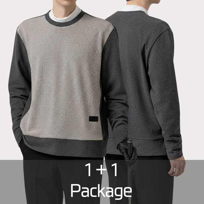 1+1 베러투데이 남성 골프웨어 상의 프리미엄 라운드넥 스웨터 긴팔 티셔츠