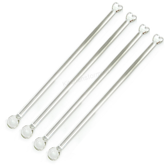 Bestra 홈카페 하트 유리머들러, 하트 투명, 4개