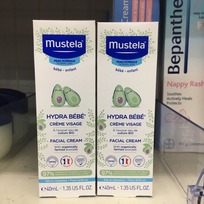무스텔라 하이드라 베이비 아기 페이스 크림 Mustela Hydra Bebe Face Cream, 2개, 40ml