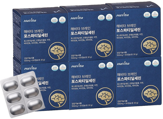 엔씨네이처 해비타 브레인 포스파티딜세린 인지력저하 치매예방 뇌영양제 6개월분, 60정, 6박스