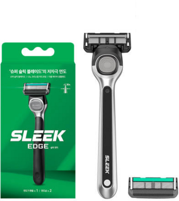 슬릭 엣지 면도기 핸들팩 (면도핸들 1 + 면도날 2입), 슬릭 엣지 면도기 핸들팩 (면도핸들 1 + 면도날 2입, 1개