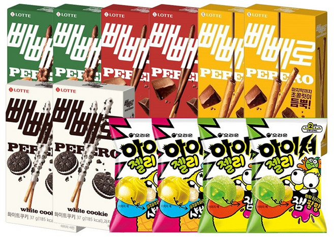 빼빼로데이 선물 추천 간식 모음 인기세트 12종 P12(아몬드빼빼로37g 초코오리지날54g 초코필드53g 화이트쿠키빼빼로37g 아이셔젤리샤베트필링72g 잼필링72g 각2개 총12개, 1개