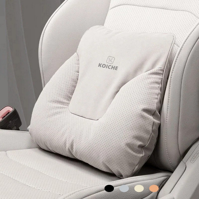 코이체 차량용 등받이쿠션 프리미엄 소프트 가죽 허리쿠션, 1개, 스톤 그레이