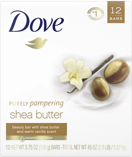 도브 퓨어리 팸퍼링 시어 버터 뷰티 바 바닐라 향, 106g, 12개 - 쿠팡