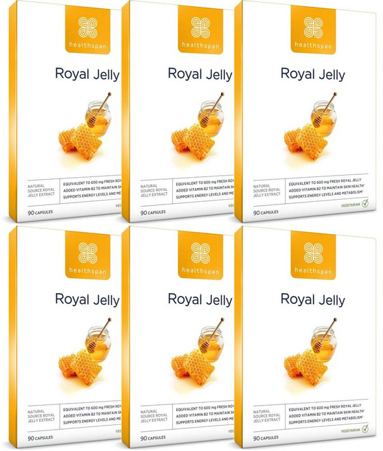 Healthspan 헬스스팬 로열젤리 600mg 비타민B2 함유, 6개, 90정