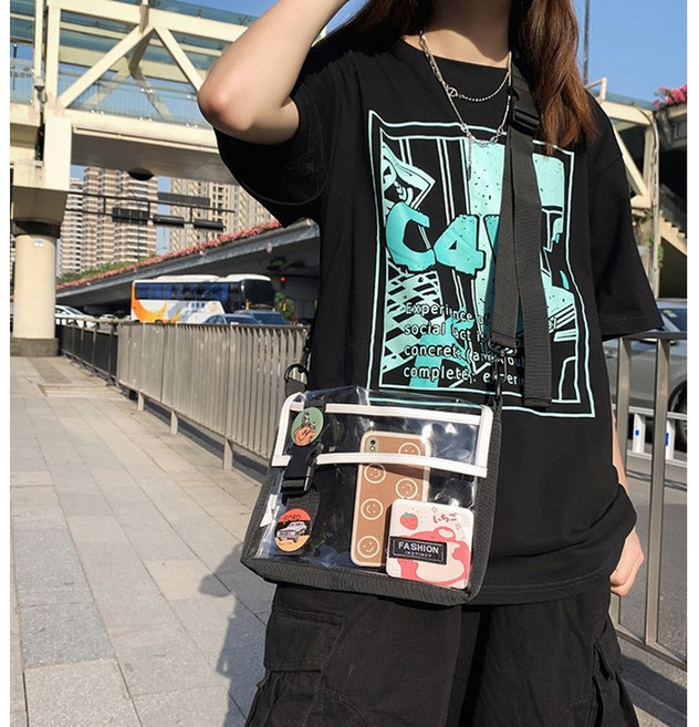 [YC8] 크로스백 투명 pvc 여성 남성 커플 가방 숄더백 투명비치 커플가방 유니섹스 장마 물놀이