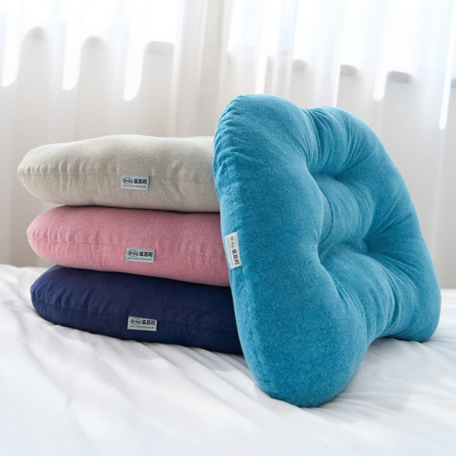 국산 코튼샤워 낮은 귀편베개 목 편한 거북목 일자목 옆으로자는 항균 베개 아동 주니어, 인디핑크, 1개