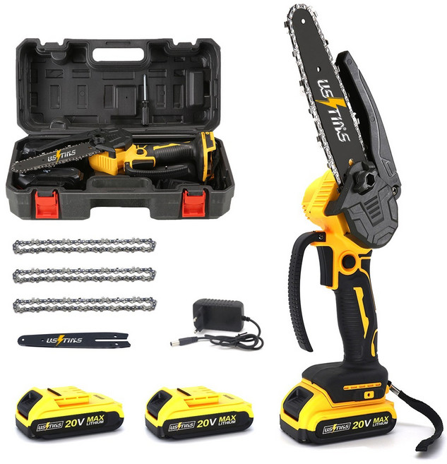 우스틴스 6인치 무선 충전 전기 체인톱 미니 무선 전기톱, 1박스