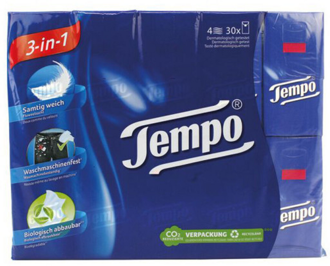 템포 휴대용 행키 포켓 갑티슈 비염 콧물 4겹 () 독일산, 1, 30매