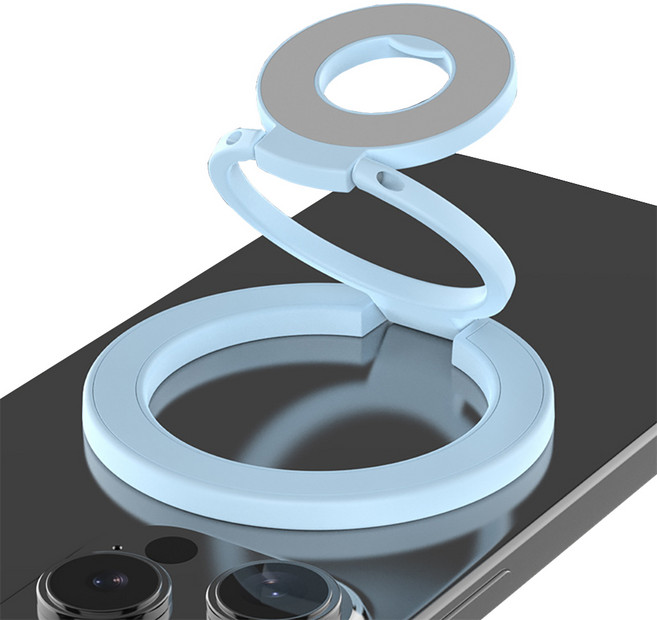 다퍼남 맥세이프 양면자석 3단 플립 링 거치대 스마트폰 홀더 스탠드, 스카이블루