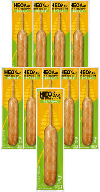 허닭 닭가슴살 소시지 후랑크 옥수수콘, 10개, 70g