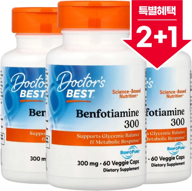 2+1 닥터스베스트 벤포티아민 300 300mg 베지 캡슐 60정 / 해외직구 미국정품, 3개 - 쿠팡