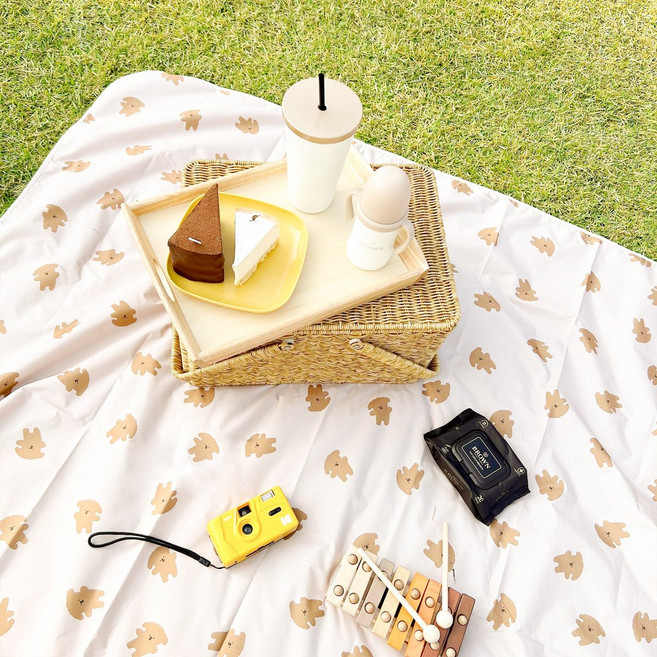 아이주 이유식 방수 매트 바닥 깔개 매트 감성 캠핑 촉감 놀이 바닥 식탁 보호 커버, 베이지, 101cmX101cm, 1개