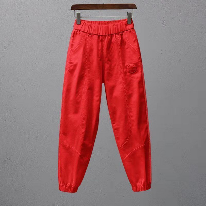 해피유통 여성 봄여름용 면혼방 하이웨이스트 조거팬츠 벨트포함 테이퍼드핏M05