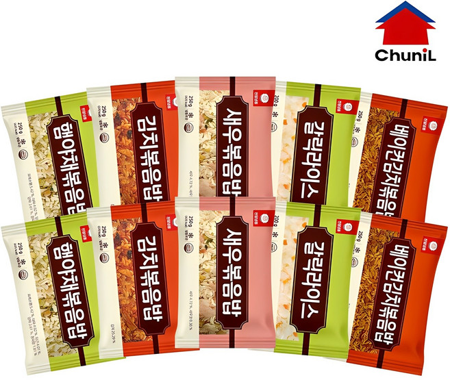 [자연맘스토리] 천일 볶음밥 5종 2봉씩 1세트 (총10봉) (김치 2봉 + 새우 2봉 + 햄야채 2봉 + 베이컨김치 2봉 + 갈릭 2봉), 2.4kg